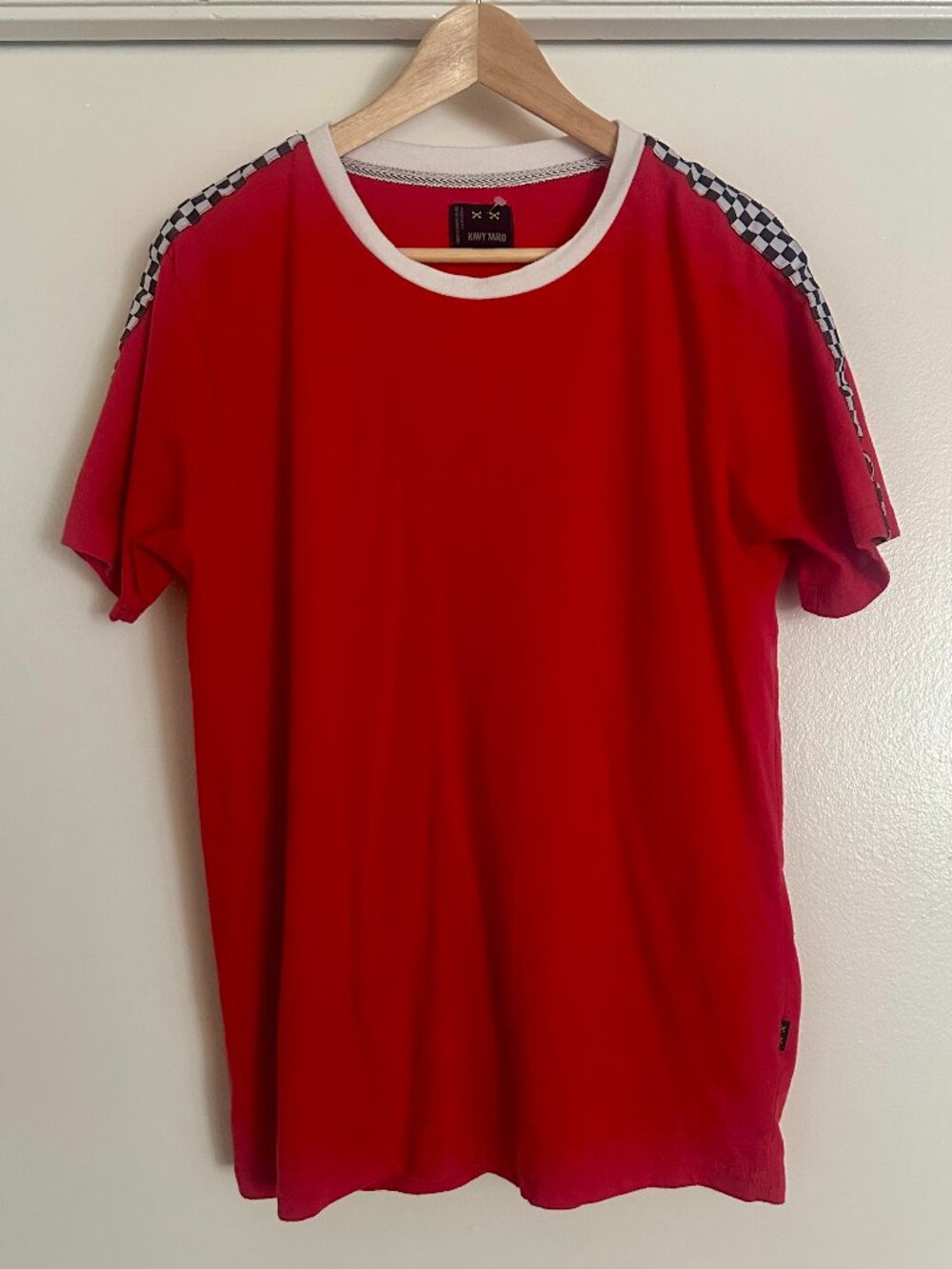 Navy Yard Red Checkerboard Graphic T Shirt Men’s Large Streetwear